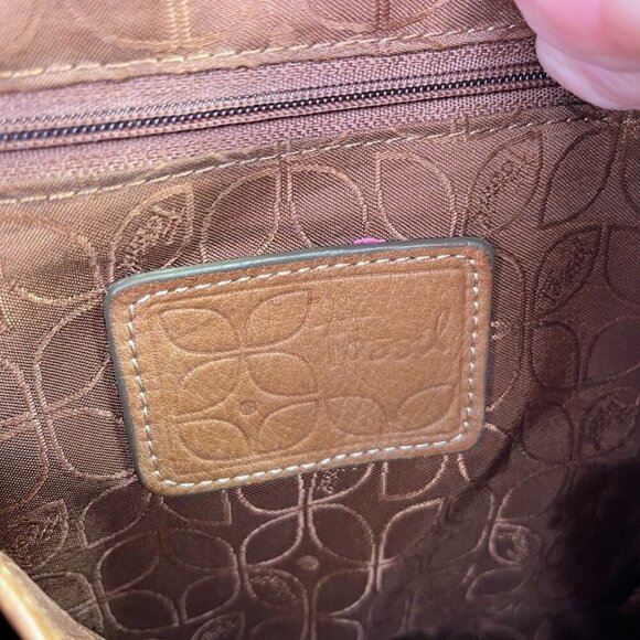 Fossil Leather Crossbody Bag MultiTexture Brown, Gray, Silver Vintage Classic - Picture 5 of 16